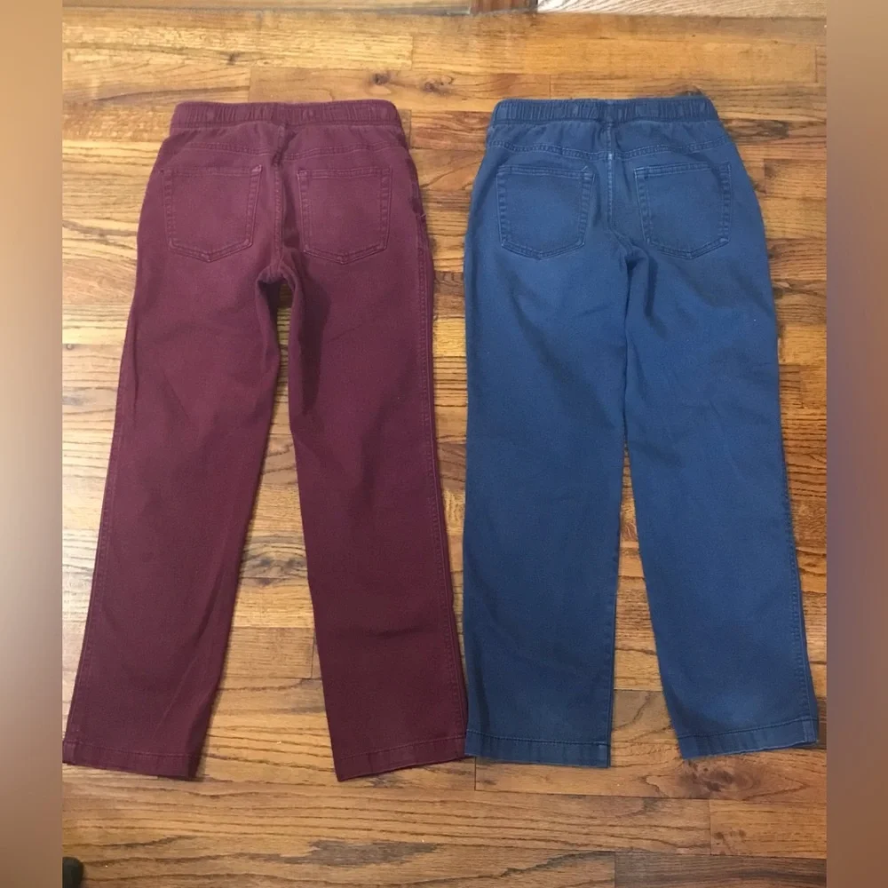 Wonder Nation Burgundy / Navy Blue School Uniform Pants  Large  Elastic Waist